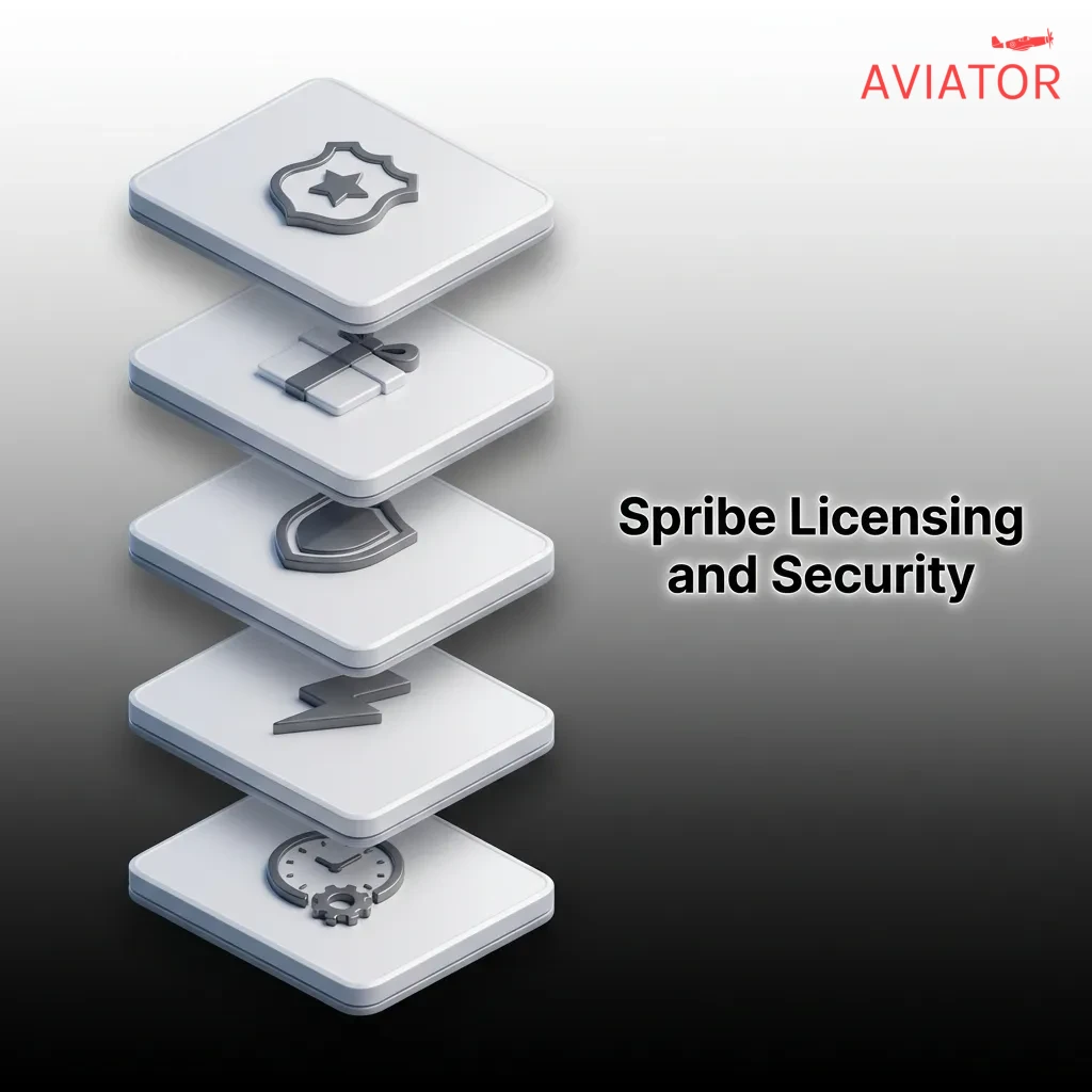 Spribe gaming license certificate and security badge showing Curacao eGaming certification and provably fair technology