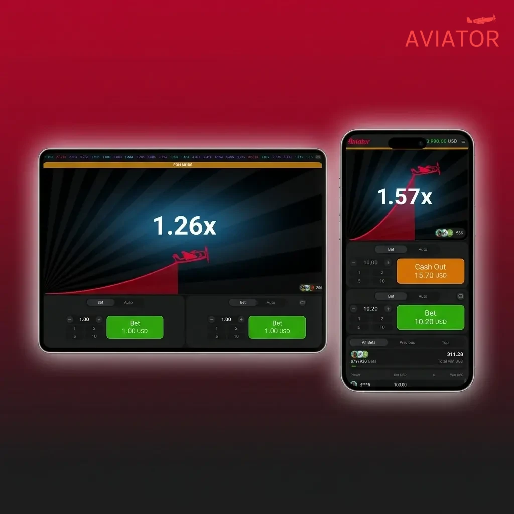 Aviator app supported on Android, iOS, Windows, and macOS with native interface and touch controls for each platform