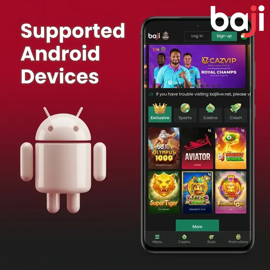 Supported Android devices for Baji Live app across budget, mid-range, and flagship segments from 2020 to 2025