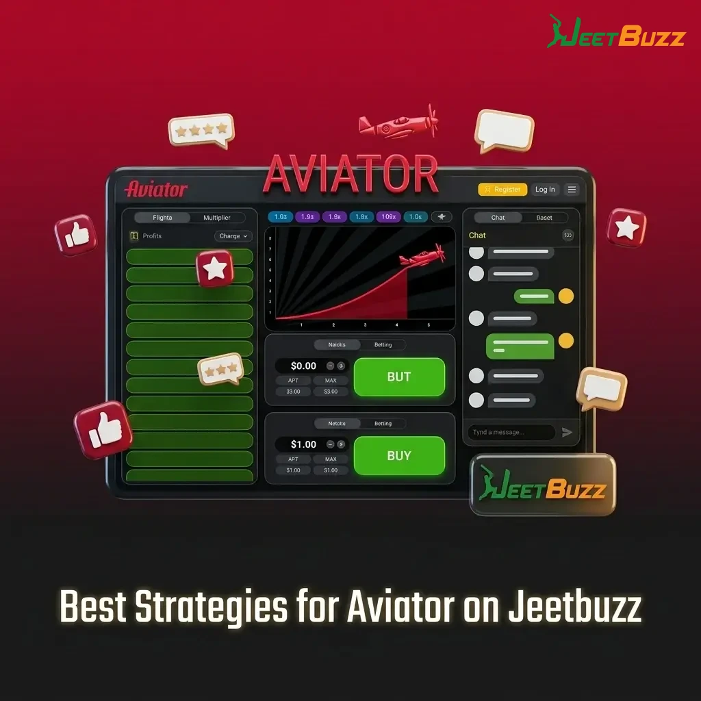 Aviator game strategies on Jeetbuzz including low multiplier cashout, two-bet split, and session loss limits