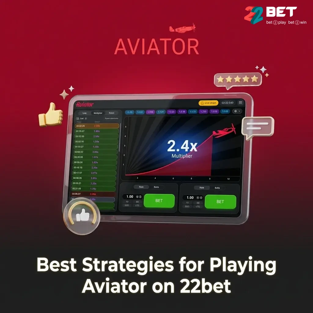 Aviator game strategies on 22bet including low multiplier cashout, double bet split, and fixed session budget tips