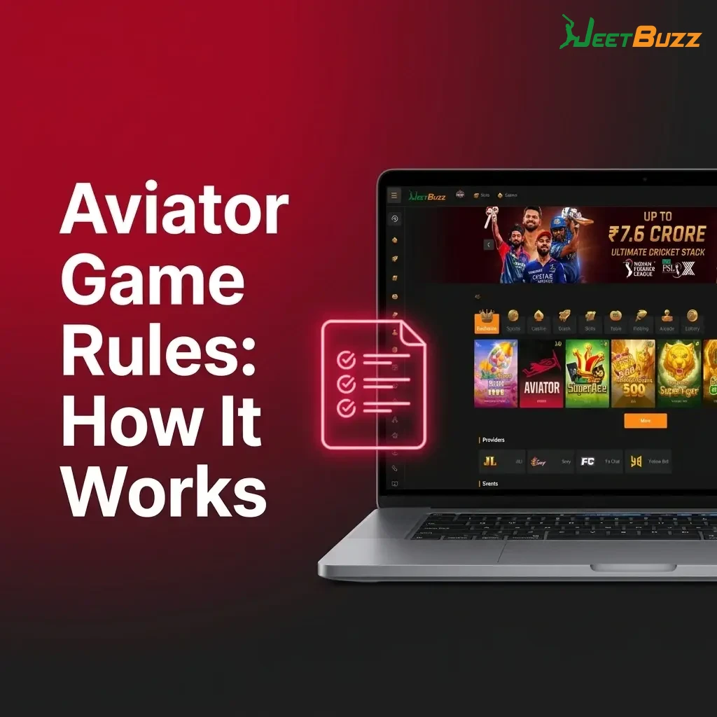 Aviator game rules showing plane takeoff, rising multiplier, cash out button, and bet limits from INR 10 to 10,000