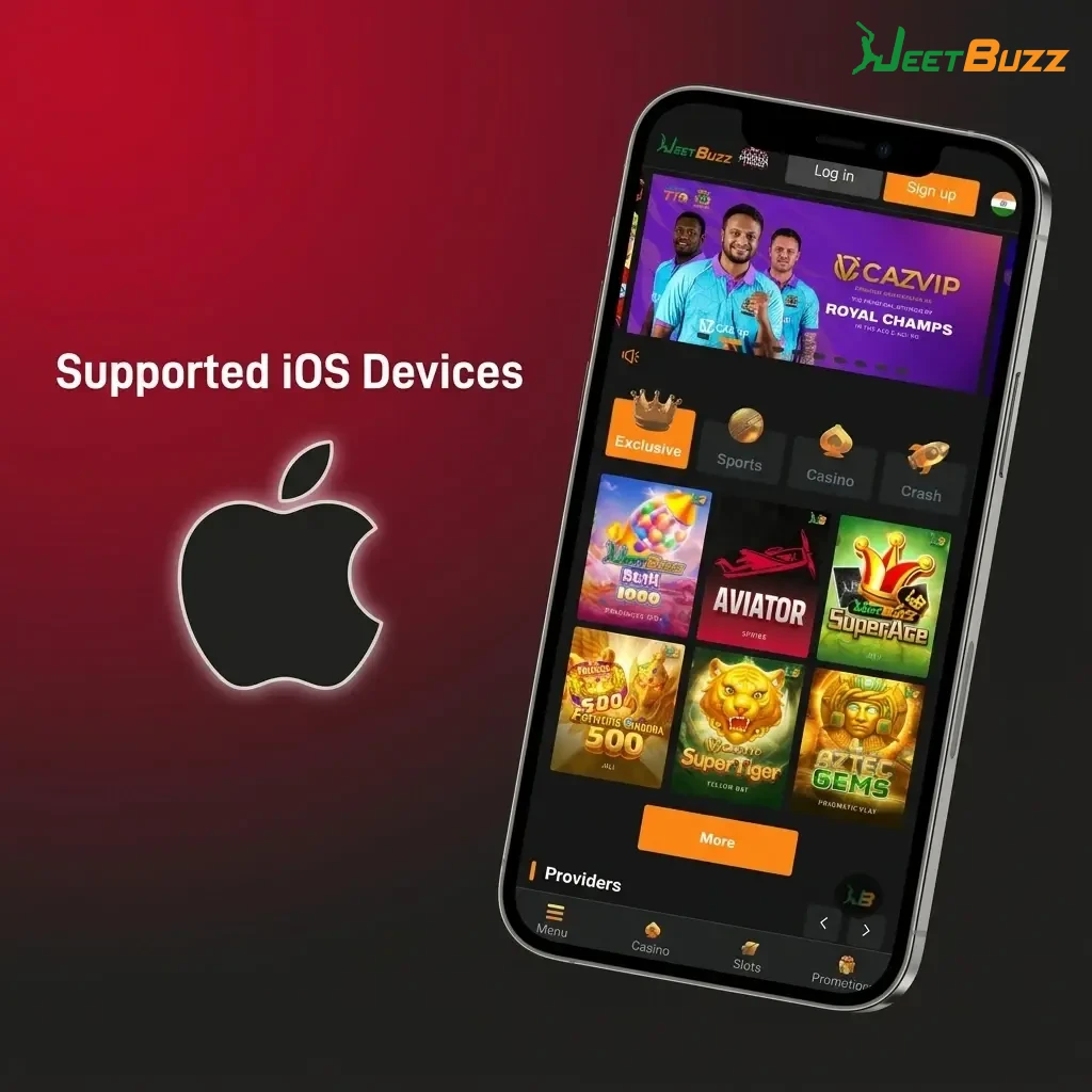 Supported iOS devices for Jeetbuzz Aviator app including iPhone 11 to 15 Pro and iPad Air running iOS 12 or later