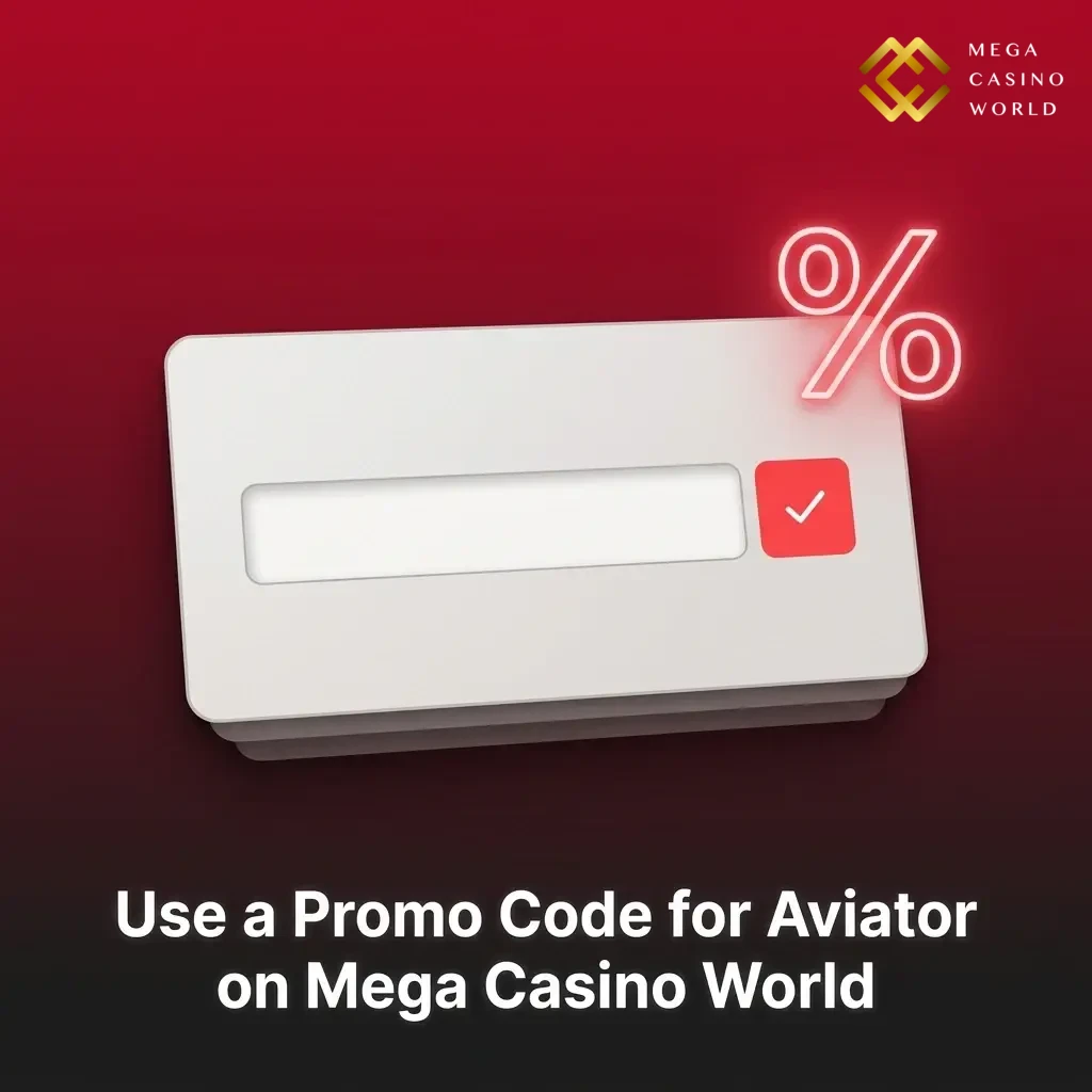 Aviator promo code entry field on Mega Casino World app during registration or in the promotions section